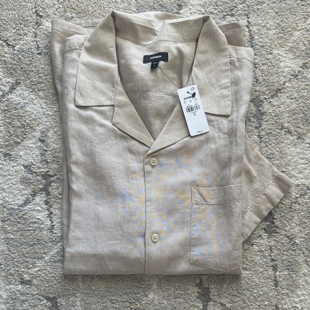 Express Light Tan Button-Up Shirt
